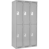 Clean Line Lockers, 2 -tier, Bank of 3, 36" x 18" x 72", Steel, Grey, Rivet (Assembled) Rock Safety Industrial Ltd