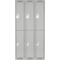 Clean Line Lockers, 2 -tier, Bank of 3, 36" x 18" x 72", Steel, Grey, Rivet (Assembled) Rock Safety Industrial Ltd
