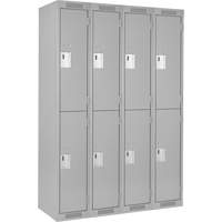 Clean Line Lockers, 2 -tier, Bank of 4, 48" x 18" x 72", Steel, Grey, Rivet (Assembled) Rock Safety Industrial Ltd