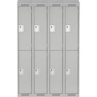 Clean Line Lockers, 2 -tier, Bank of 4, 48" x 15" x 78", Steel, Grey, Rivet (Assembled) Rock Safety Industrial Ltd