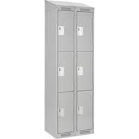 Clean Line Lockers, 3 -tier, Bank of 2, 24" x 12" x 78", Steel, Grey, Rivet (Assembled) Rock Safety Industrial Ltd