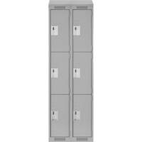 Clean Line Lockers, 3 -tier, Bank of 2, 24" x 12" x 78", Steel, Grey, Rivet (Assembled) Rock Safety Industrial Ltd