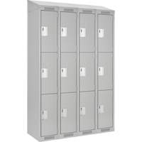 Casiers Clean Line, 3 niveaux, Bloc de 4, 48" x 12" x 78", Acier, Gris, Rivet (assembl&eacute;) Rock Safety Industrial Ltd
