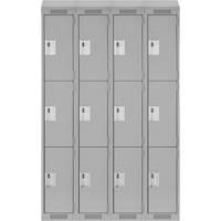 Casiers Clean Line, 3 niveaux, Bloc de 4, 48" x 12" x 78", Acier, Gris, Rivet (assembl&eacute;) Rock Safety Industrial Ltd