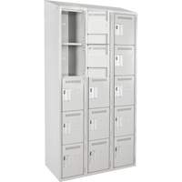 Assembled Clean Line Personal Effects Lockers, 5 -tier, Bank of 3, 12" x 78" x 36", Steel Rock Safety Industrial Ltd
