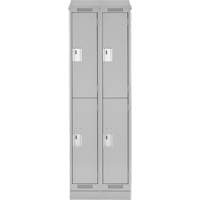 Casiers Clean Line, 2 niveaux, Bloc de 2, 24" x 18" x 82", Acier, Gris, Rivet (assembl&eacute;) Rock Safety Industrial Ltd
