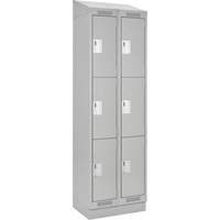 Clean Line Lockers, 3 -tier, Bank of 2, 36" x 18" x 82", Steel, Grey, Rivet (Assembled) Rock Safety Industrial Ltd