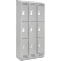Clean Line Lockers, 3 -tier, Bank of 3, 54" x 18" x 82", Steel, Grey, Rivet (Assembled) Rock Safety Industrial Ltd