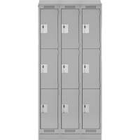 Clean Line Lockers, 3 -tier, Bank of 3, 54" x 18" x 82", Steel, Grey, Rivet (Assembled) Rock Safety Industrial Ltd