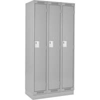 Casiers Clean Line, Bloc de 3, 45" x 15" x 76", Acier, Gris, Rivet (assembl&eacute;) Rock Safety Industrial Ltd