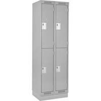 Clean Line Lockers, 2 -tier, Bank of 2, 24" x 18" x 76", Steel, Grey, Rivet (Assembled) Rock Safety Industrial Ltd