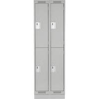 Clean Line Lockers, 2 -tier, Bank of 2, 24" x 18" x 76", Steel, Grey, Rivet (Assembled) Rock Safety Industrial Ltd