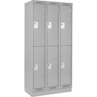 Clean Line Lockers, 2 -tier, Bank of 3, 36" x 18" x 76", Steel, Grey, Rivet (Assembled) Rock Safety Industrial Ltd