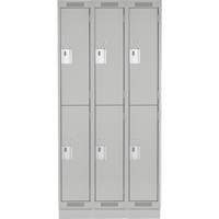 Clean Line Lockers, 2 -tier, Bank of 3, 36" x 18" x 76", Steel, Grey, Rivet (Assembled) Rock Safety Industrial Ltd