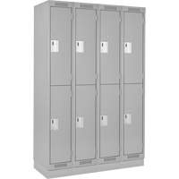 Casiers Clean Line, 2 niveaux, Bloc de 4, 48" x 18" x 76", Acier, Gris, Rivet (assembl&eacute;) Rock Safety Industrial Ltd