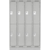 Casiers Clean Line, 2 niveaux, Bloc de 4, 48" x 18" x 76", Acier, Gris, Rivet (assembl&eacute;) Rock Safety Industrial Ltd