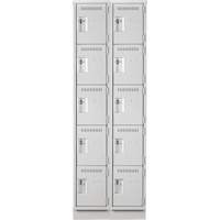 Clean Line Lockers, 5 -tier, Bank of 2, 24" x 18" x 76", Steel, Grey, Rivet (Assembled) Rock Safety Industrial Ltd
