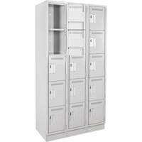 Casiers Clean Line, 5 niveaux, Bloc de 3, 36" x 18" x 76", Acier, Gris, Rivet (assembl&eacute;) Rock Safety Industrial Ltd