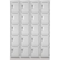 Clean Line Lockers, 5 -tier, Bank of 4, 48" x 18" x 76", Steel, Grey, Rivet (Assembled) Rock Safety Industrial Ltd