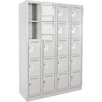 Clean Line Lockers, 5 -tier, Bank of 4, 48" x 18" x 76", Steel, Grey, Rivet (Assembled) Rock Safety Industrial Ltd