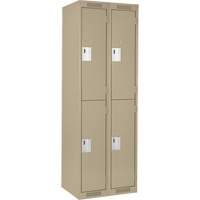 Clean Line Lockers, 2 -tier, Bank of 2, 24" x 18" x 72", Steel, Beige, Rivet (Assembled) Rock Safety Industrial Ltd