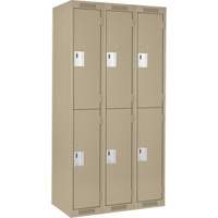 Clean Line Lockers, 2 -tier, Bank of 3, 36" x 18" x 72", Steel, Beige, Rivet (Assembled) Rock Safety Industrial Ltd