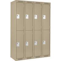 Clean Line Lockers, 2 -tier, Bank of 4, 48" x 18" x 72", Steel, Beige, Rivet (Assembled) Rock Safety Industrial Ltd