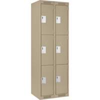 Casiers Clean Line, 3 niveaux, Bloc de 2, 24" x 15" x 72", Acier, Beige, Rivet (assembl&eacute;) Rock Safety Industrial Ltd