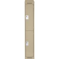 Casiers Clean Line, 2 niveaux, 12" x 15" x 78", Acier, Beige, Rivet (assembl&eacute;) Rock Safety Industrial Ltd