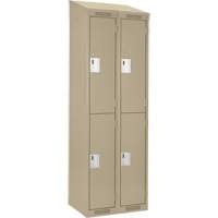 Clean Line Lockers, 2 -tier, Bank of 2, 24" x 15" x 78", Steel, Beige, Rivet (Assembled) Rock Safety Industrial Ltd