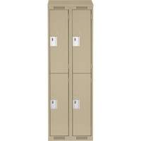 Clean Line Lockers, 2 -tier, Bank of 2, 24" x 15" x 78", Steel, Beige, Rivet (Assembled) Rock Safety Industrial Ltd