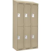 Casiers Clean Line, 2 niveaux, Bloc de 3, 36" x 15" x 78", Acier, Beige, Rivet (assembl&eacute;) Rock Safety Industrial Ltd