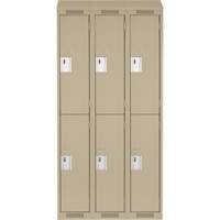 Casiers Clean Line, 2 niveaux, Bloc de 3, 36" x 15" x 78", Acier, Beige, Rivet (assembl&eacute;) Rock Safety Industrial Ltd