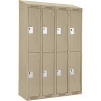 Clean Line Lockers, 2 -tier, Bank of 4, 48" x 15" x 78", Steel, Beige, Rivet (Assembled) Rock Safety Industrial Ltd