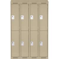Clean Line Lockers, 2 -tier, Bank of 4, 48" x 15" x 78", Steel, Beige, Rivet (Assembled) Rock Safety Industrial Ltd