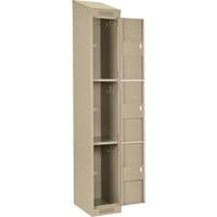 Clean Line Lockers, 3 -tier, Bank of 3, 36" x 12" x 78", Steel, Beige, Rivet (Assembled) Rock Safety Industrial Ltd