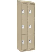 Casiers Clean Line, 3 niveaux, Bloc de 2, 24" x 12" x 78", Acier, Beige, Rivet (assembl&eacute;) Rock Safety Industrial Ltd
