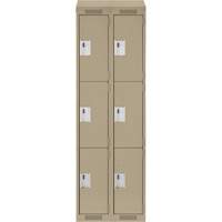 Casiers Clean Line, 3 niveaux, Bloc de 2, 24" x 12" x 78", Acier, Beige, Rivet (assembl&eacute;) Rock Safety Industrial Ltd