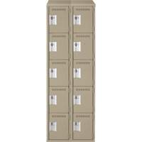 Clean Line Lockers, 5 -tier, Bank of 2, 24" x 18" x 78", Steel, Beige, Rivet (Assembled) Rock Safety Industrial Ltd