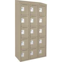 Casiers Clean Line, 5 niveaux, Bloc de 3, 36" x 18" x 78", Acier, Beige, Rivet (assembl&eacute;) Rock Safety Industrial Ltd