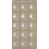 Casiers Clean Line, 5 niveaux, Bloc de 3, 36" x 18" x 78", Acier, Beige, Rivet (assembl&eacute;) Rock Safety Industrial Ltd