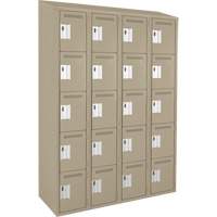 Casiers Clean Line, 5 niveaux, Bloc de 4, 48" x 18" x 78", Acier, Beige, Rivet (assembl&eacute;) Rock Safety Industrial Ltd