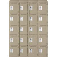 Casiers Clean Line, 5 niveaux, Bloc de 4, 48" x 18" x 78", Acier, Beige, Rivet (assembl&eacute;) Rock Safety Industrial Ltd