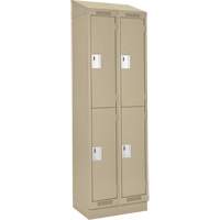 Casiers Clean Line, 2 niveaux, Bloc de 2, 24" x 18" x 82", Acier, Beige, Rivet (assembl&eacute;) Rock Safety Industrial Ltd