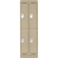 Casiers Clean Line, 2 niveaux, Bloc de 2, 24" x 18" x 82", Acier, Beige, Rivet (assembl&eacute;) Rock Safety Industrial Ltd