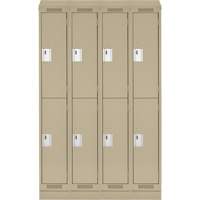 Casiers Clean Line, 2 niveaux, Bloc de 4, 48" x 18" x 82", Acier, Beige, Rivet (assembl&eacute;) Rock Safety Industrial Ltd