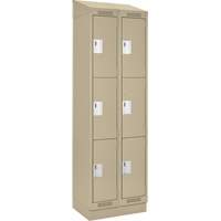 Casiers Clean Line, 3 niveaux, Bloc de 2, 36" x 18" x 82", Acier, Beige, Rivet (assembl&eacute;) Rock Safety Industrial Ltd
