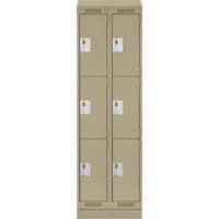Casiers Clean Line, 3 niveaux, Bloc de 2, 36" x 18" x 82", Acier, Beige, Rivet (assembl&eacute;) Rock Safety Industrial Ltd