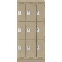 Clean Line Lockers, 3 -tier, Bank of 3, 54" x 18" x 82", Steel, Beige, Rivet (Assembled) Rock Safety Industrial Ltd