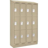 Casiers Clean Line, 3 niveaux, Bloc de 4, 72" x 18" x 82", Acier, Beige, Rivet (assembl&eacute;) Rock Safety Industrial Ltd